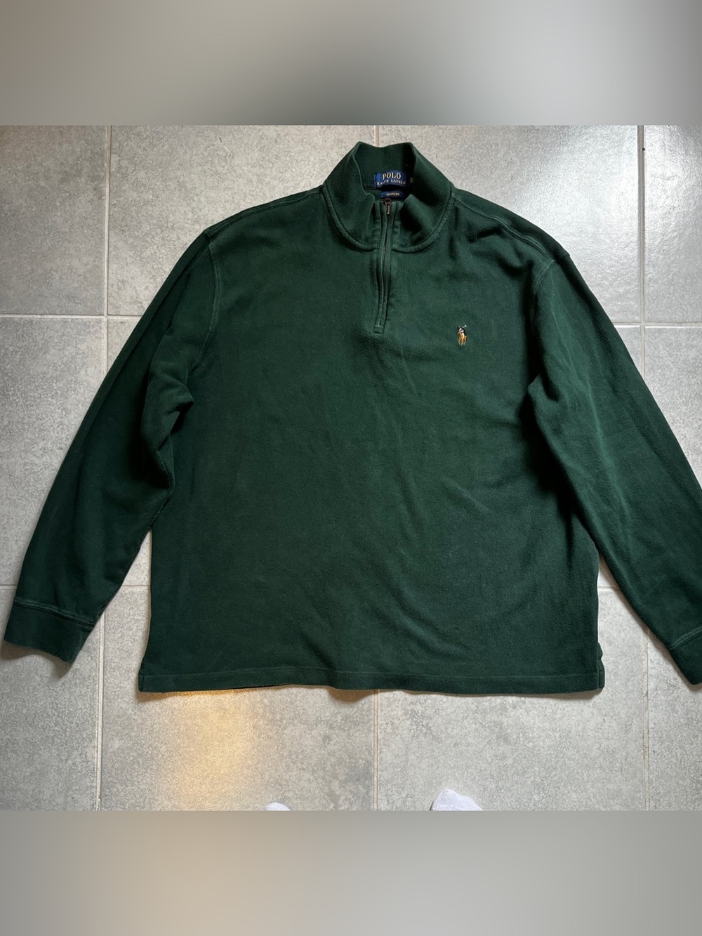 Polo Ralph Lauren Forest Green Quarter-Zip Sweater with Polo Logo